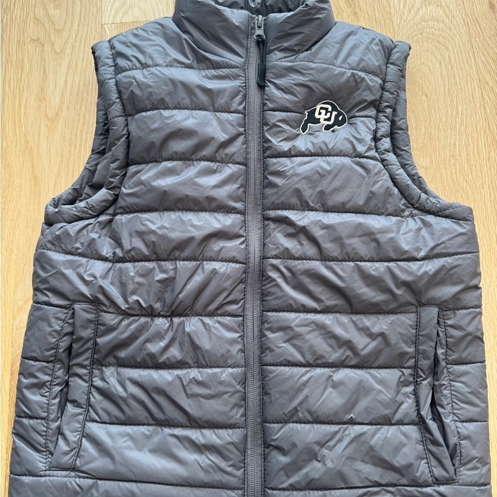 Gray Puffer Vest with CU Logo